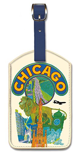 Image of Pacifica Island Art Leatherette Luggage Baggage Tag - Chicago Illinois by Klein