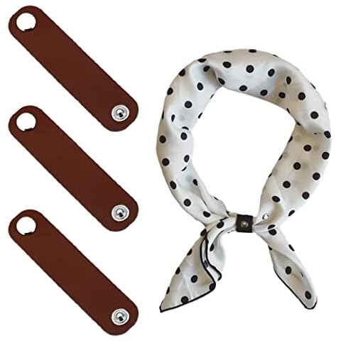 5 Pcs Leather Scarf Clasp Clips Solid Color Bandana Ring Buckle Multipurpose Luggage Tags Name Label Clothing Accessories Coffee Cover