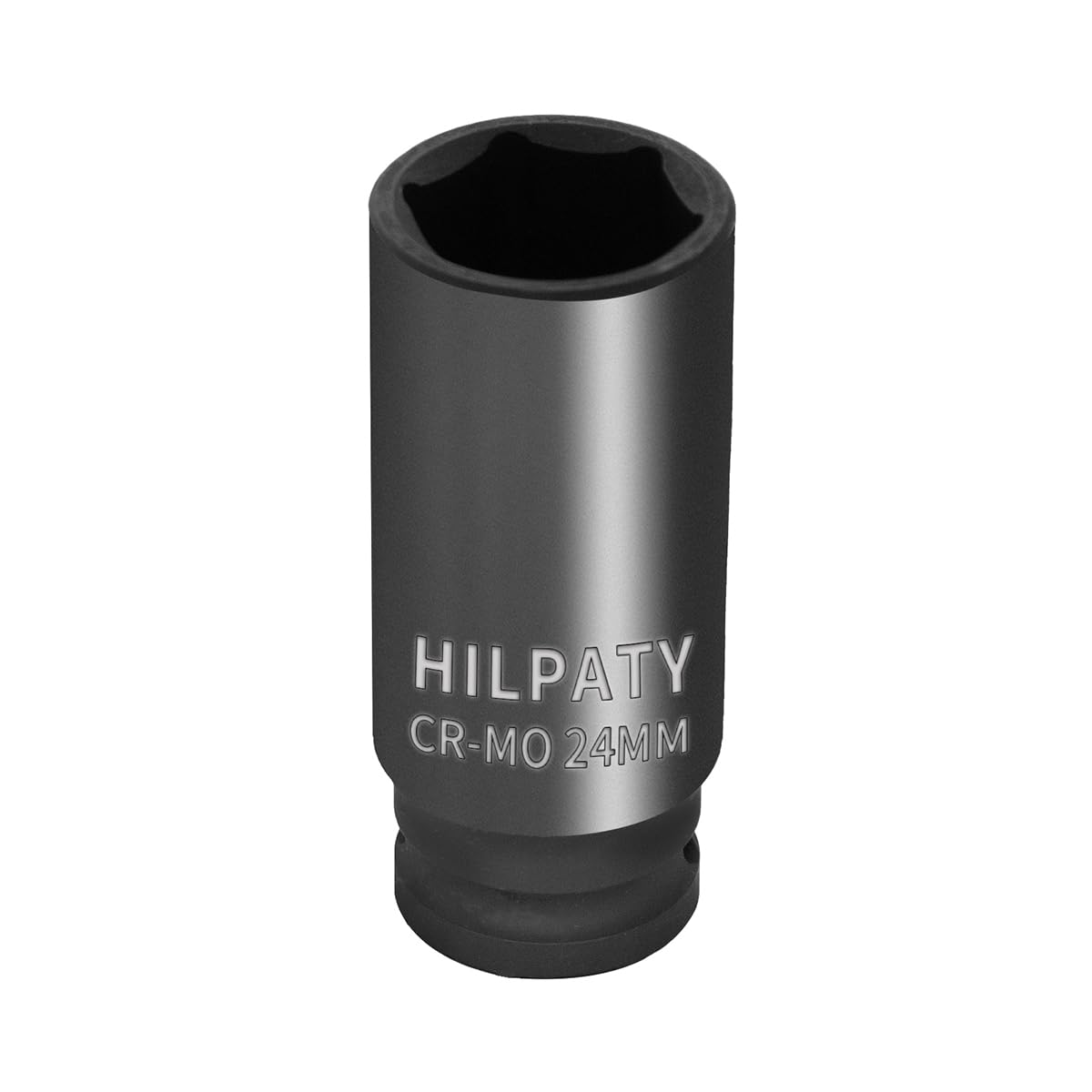Hlipaty Impact Socket 24mm, 1/2" Square Drive 6 Point Cr-Mo Deep Socket, 78mm Length, Black