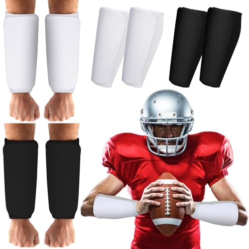 WinnerWhy 2 pares de protectores de antebrazo de fútbol de tela acolchada, manga de apoyo deportiva, protector de equipo para equipo de artes marciales mixtas para adultos, blanco y negro