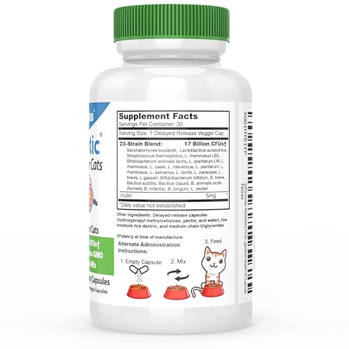 Image of DrFormulas Nexabiotic Probiotics for Cats Powder | Treats Diarrhea for Pets with Saccharomyces Boulardii Lactobacillus Acidophilus, Best Probiotics Supplement for Digestive Health 30 Capsule