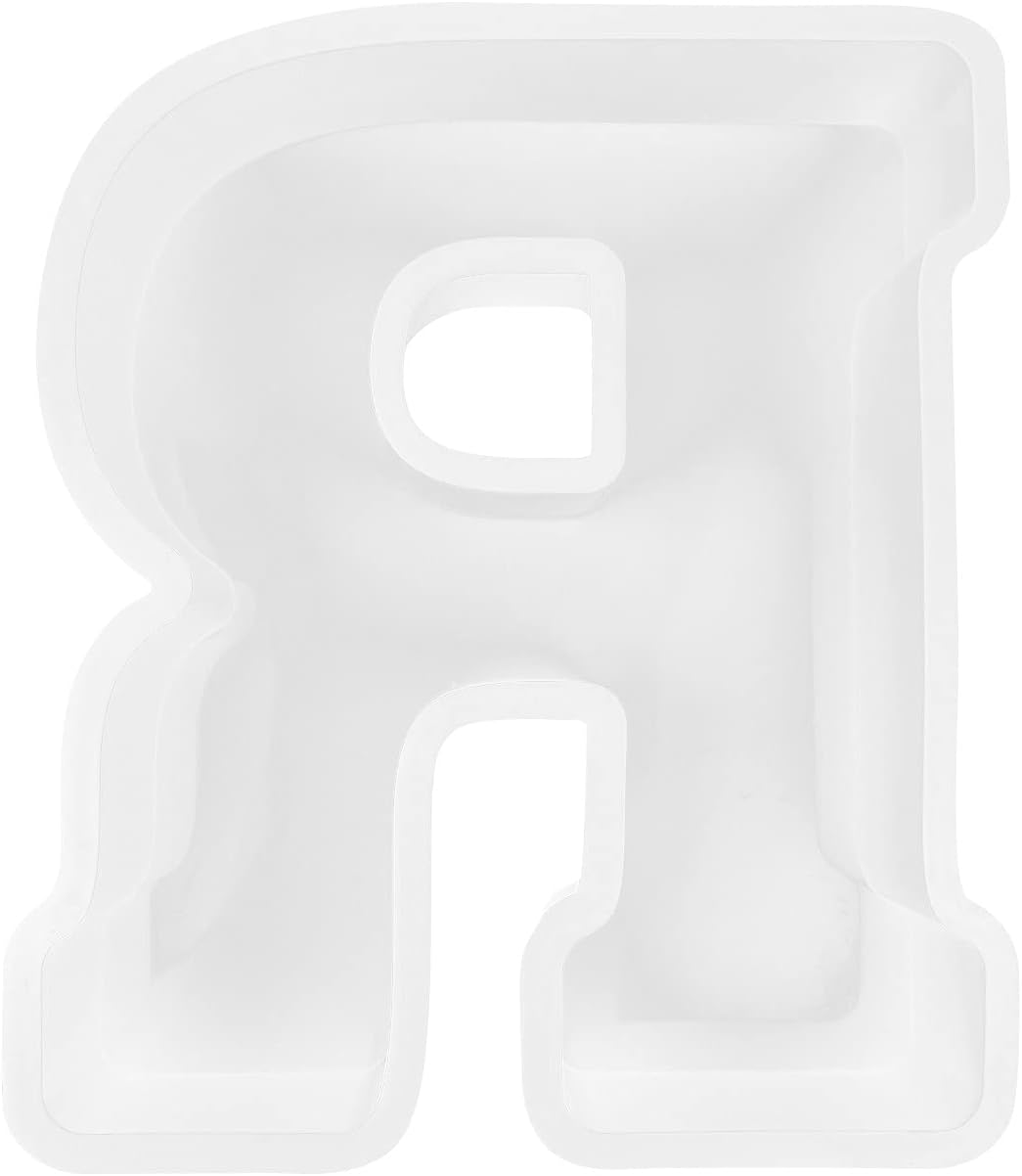 routinflySilicone Moulds ,Large Alphabet Epoxy Resin Mould English Letter Mold 3D Baking with Different Shapes for Making Hot Chocolate Cake Muffin Cookie Candy (White, R)