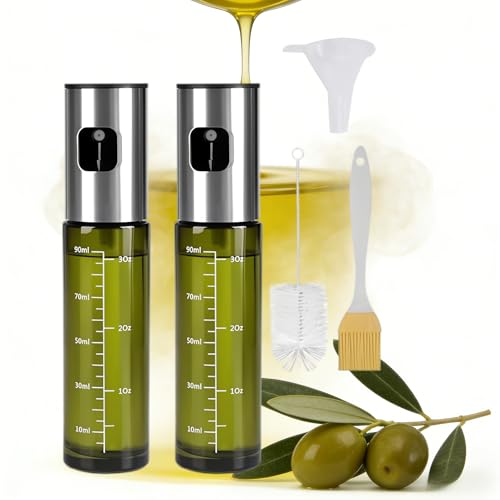 Lonwiner 2 Pièces Spray Huile Cuisine, Pulverisateur Huile en Verre de Protection UV vaporisateur huile aporisateur D'huile pour Air Fryer