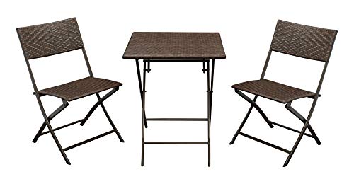 DEGAMO Bistroset Rossano 3-teilig, alle Teile klappbar, Gestell Stahl moccafarben, Bespannung Polyrattan braun Bicolor, wetterfest DEGAMO Bistroset Rossano 3-teilig, alle Teile klappbar, Gestell Stahl moccafarben, Bespannung Polyrattan braun Bicolor, wetterfest