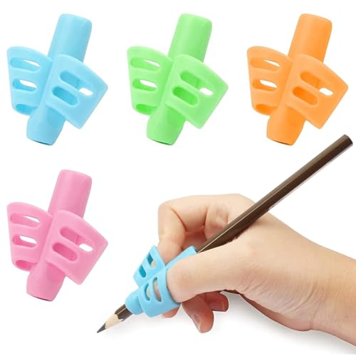 ZKSXOA Adaptador Lapiz para Niños,4 Piezas de Soporte de Lápiz de Niños Herramienta de Corrección de Postura de Escritura para Lápices，Adaptador Lapiz Pencil Grip de Ergonómicas Herramienta