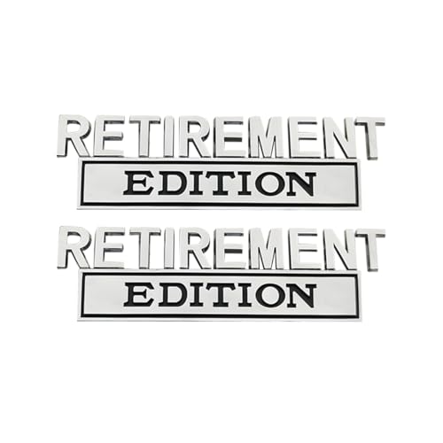 Image of HZEL Car Emblem, 2PCS 3D Retirement Vehicle Badge Edition Sticker, Automotive Exterior Bumper Hood Trunk Door Decal Replacement Accessories, Universal for SUV, Sedan, Truck (Silver Black)