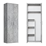 Verarbeitung & Pflege: Korpus aus Spanplatte aus 100% nachhaltiger FSC Forstwirtschaft mit beständiger Kunstharzbeschichtung und Kunststoffgriffen (silber-grau). Die Farbe Hochglanz-Weiß (nur für Mehrzweckschrank-Variante verfügbar) hat Fronten aus hochwertigem MDF-Holzwerkstoff mit edlen Querrillen und enthält verchromte Kunststoffgriffe.