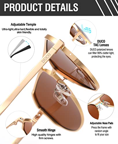 Image of DUCO Mens Sunglasses Retro Oversized Metal Frame Vintage Polarized Sunglasses for Women Fashion Shades UV Protection DC3039