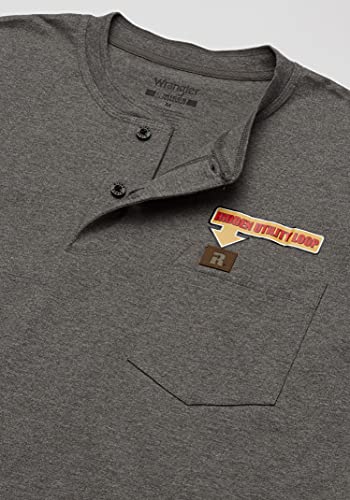 Wrangler RIGGS Workwear Men’s Long Sleeve Henley, Charcoal Gray, Large