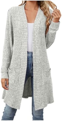 Mujer Abrigo Tejido Elegantes Otoño Invierno Moda Abierto Cómodo Largos