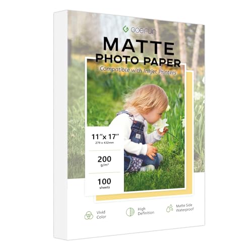 11x17 Matte Photo Paper, Goefun 200 GSM/54LB Inkjet Photo Paper ...