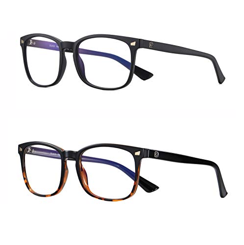 Image of DUCO Blue Light Blocking Glasses 2 Pack Computer Gaming Glasses Women Men Blue Light Blocker Eyeglasses Square Frame Anti Eye Eyestrain 5201S