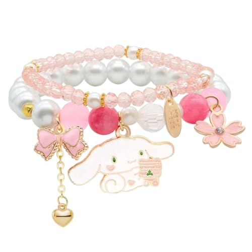 Image of SANNIDHI Crystal Bracelet for Girls Stylish Double Layer Pearl Crystal Bead Bracelets Jewelry with Cute Pendant Charm, Bracelet for Kids Women Ideal Gift for Girls