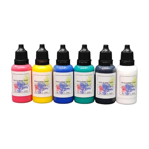 Kanoauo Pintura Para Cara,6 Colores Pintura Corporal para Fiestas | Kit De Maquillaje Corporal Lavable Para Ojos Y Rostro | Maquillaje para Halloween Navidad Carnaval Cosplay