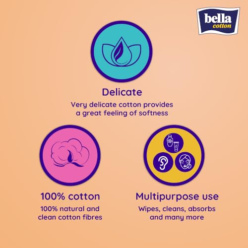 Bella Cotton Cosmetic Balls Colored - 100 Pcs