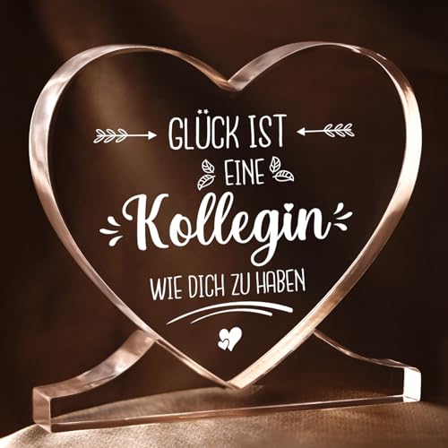 Geschenk Kollegin – Herz-Acryl-Deko mit Spruch – schönes Geschenk für Kollegin zum Abschied, Geburtstag oder als Dankeschön – Abschiedsgeschenk Kollegin, Geschenke zum Jobwechsel