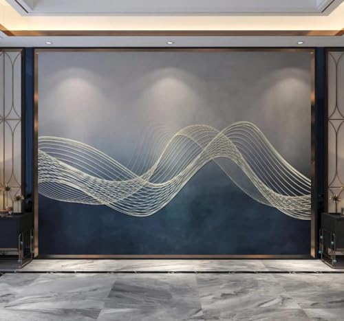 Papel pintado para tapar imperfecciones de pared con diseño retro azul y oro 3D 2