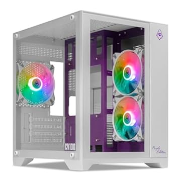 Gabinete Gamer Mancer CV100 Purple Edition | ARGB | Mid-Tower | Lateral De Vidro | Com 3 Fans | Branco | MCR-CV100-PEW