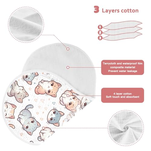 Muslin Baby Burp Cloths, Cute Cats Cotton Soft Burp Cloths for Newborns​​, Extra Absorbent Burp Cloths 4-Pack​​, 22 x 11 Inch4