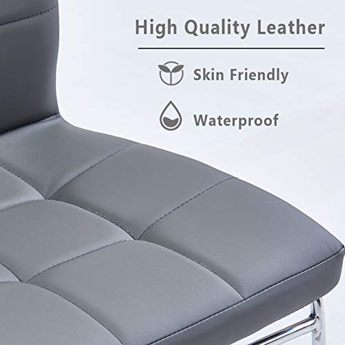 Modern Faux Leather Dining Chairs Indoor Use, Comfortable Kitchen Chairs With Chrome Legs For Kitchen, Living, Bedroom, Waiting Room Chairs, Dining Room Side Chairs Set Of 2 (Gray) #TOP4