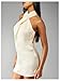 SOLY HUX Women's Satin Halter Dress Tie Backless Criss Cross Mini Cocktail Party Dresses Plain Beige Small