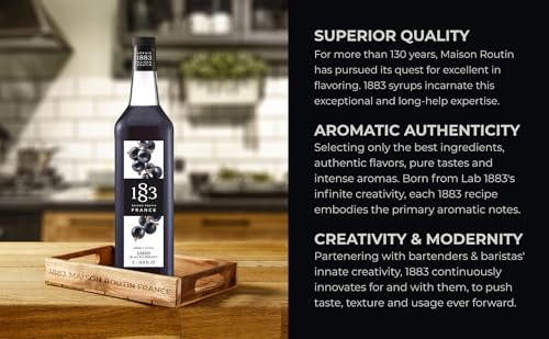 Image of 1883 Blackcurrant Syrup for Drinks, Made in France, 1 Liter Glass Bottle