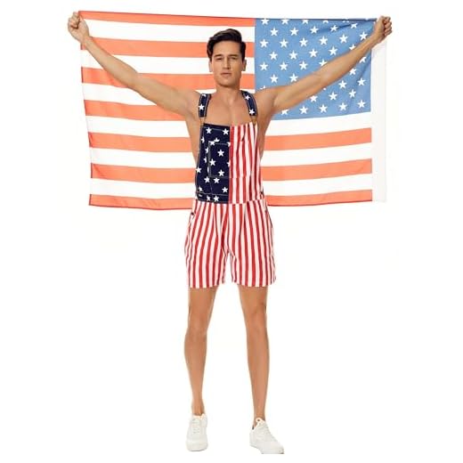 Denim overalls with printed American flag overalls with bibs for men and women