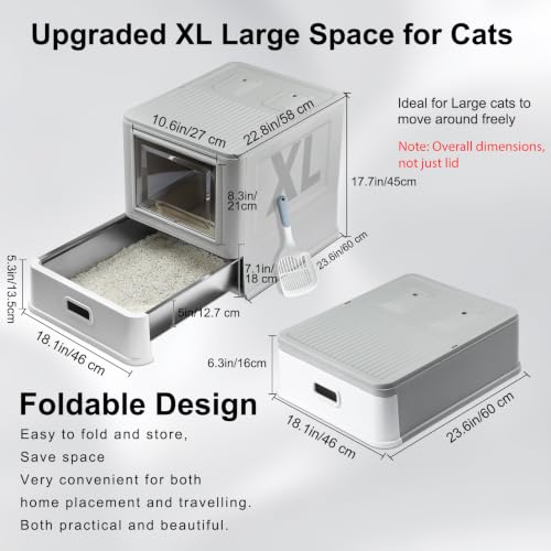 Arenero cerrado para gato de acero inoxidable XXL con tapa miniatura 6