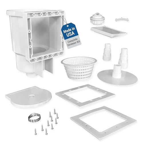 JED Pool Tools 45-400 Square Mouth Thru-The-Wall Skimmer & Accessory Kit for Above Ground Pool and Pool Cleaning Supplies, Made in USA