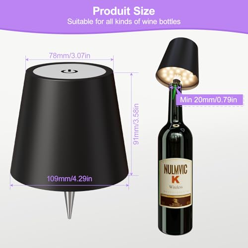 Wokwoyio BOTTLE LIGHTS Wireless Bottle Lamp, Wireless Bottle Lamp Shade With 3 Color Temperature, Rechargeable Stepless Dimming Led Wine Bottle Lights For Any Bottle, Desk Lamp thumb #3
