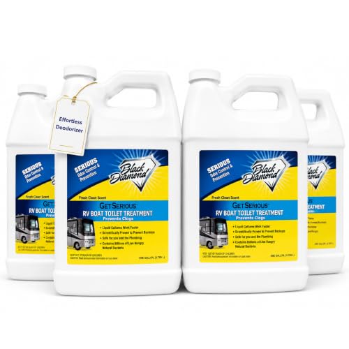 Image of Get Serious RV, Boat & Camper Holding Tank Treatment & Deodorizer - Concentrated Liquid Formula for Black & Grey Water Tanks, Odor Control & Waste Breakdown (4 Gallons)