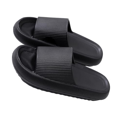 CONGARTENO Zapatillas Unisex de Masaje con Espuma Gruesa Antideslizante Cómodas para Baño Dormitorio Spa y Playa Adecuadas para Interior y Exterior Color Negro