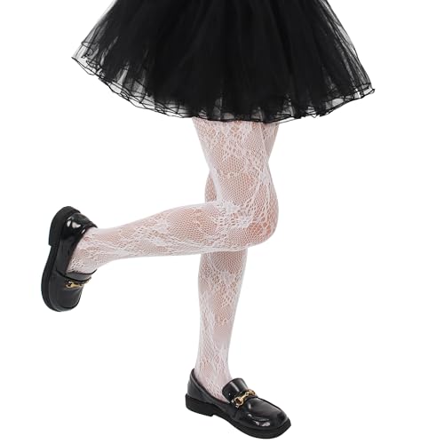 Image of Girls Lace Fishnet Tights Toddler Sheer Patterned Stockings Hollow Dance Pantyhose for Kids Halloween Tights