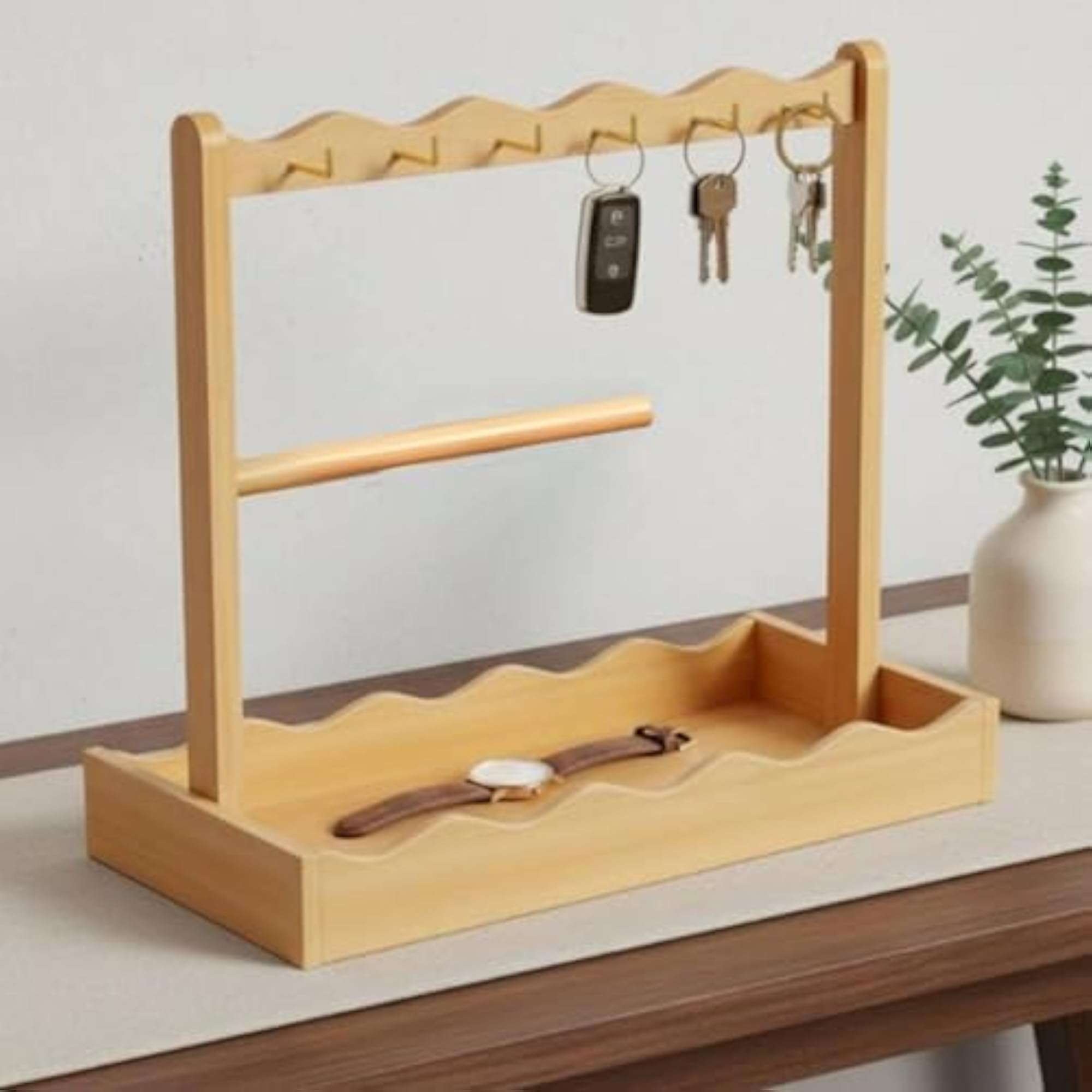 Decorative Design Entryway Table Organizer Tray, Solid Wood