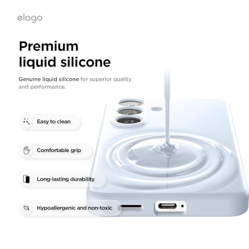 Image of elago Premium Magnetic Silicone Case for Galaxy S26 Plus Light Blue | Compatible with MagSafe Accessories, Protective Cover, Shockproof, Slim, Anti-Scratch Soft Microfiber Lining (Light Blue)