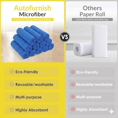 Image of AutoFurnish 1 PCS 340 GSM Multi-Color! Thick Lint & Streak Free Multipurpose Cloths Automotive Microfibre Towels for Car Bike Cleaning Polishing Washing & Detailing