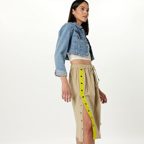 The Drop Women's Midi Skirt with Contrast Side Snap Detail3