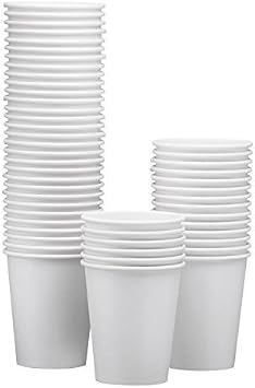 NYHI 200 Pack 12 oz White Paper Disposable Cups Hot Cold Beverage Drinking Cup for Water, Juice Coffee or Tea Ideal for Water Coolers Party or Coffee On the Go