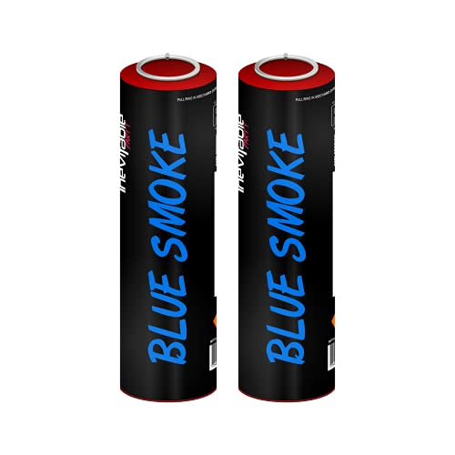 Inevitable Party Pack of 2 Ring Pull Activated Coloured Smoke Grenades | Smoke Bombs for Photography | Airsoft | Paintball | Weddings | Stage & Special Effects (Blue)