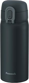 【片手で簡単にワンタッチ開閉】ピーコック魔法瓶 ワンタッチマグボトル チャコールグレー 350ml 水筒 保温 保冷 魔法瓶 まほうびん 軽量 AKT-35 HCH