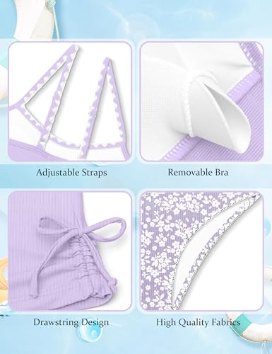 Image of Girls Tankini Swimsuits Two Piece Bathing Suit Drawstring Swimwear Set for Girls 7-18 Years