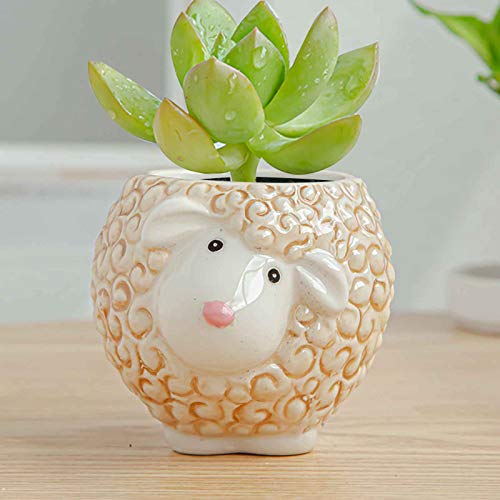 Sheep Flower Pots Resin Succulent Planters For Indoor Plants Railing Planter Bonsai Pot Yard Garden Rustic Farmhouse Decor Window Boxes Planters Cute Stuff Birthday Gifts For Men Women (Yellow) #TOP15