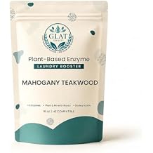 Enzyme Laundry Booster Powder - Mahogany Teakwood | Plant-Based, 6-Enzyme Blend for Maximum Stain & Odor Removal | Biodegradable, Boosts Detergent in All Temperature, HE Compatible, 16 Oz