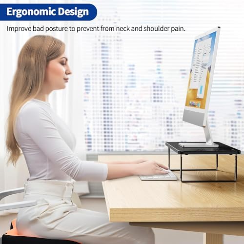 BESIGN MS01 Height Adjustable Monitor Stand Riser for Laptop & Desk Setup (Black)