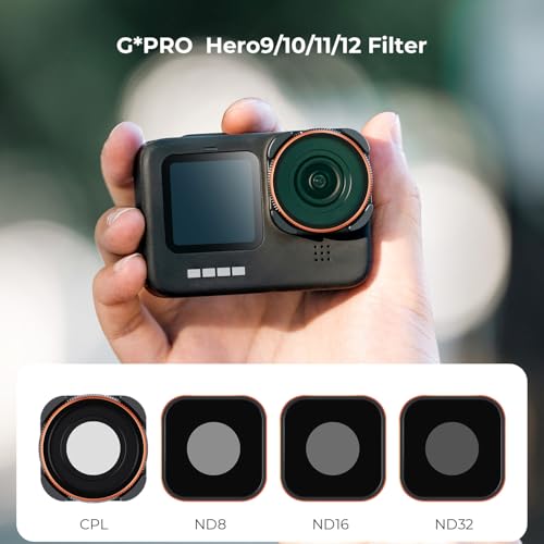 Image of K&F Concept 4-Pack Lens Filter ND8 ND16 ND32 CPL Compatible for GoPro Hero12 /Hero11 /Hero10 /Hero 9 Black, Neutral Density & Polarizing Lens Filter Kit Protector for Go Pro 13 /12 /11 /10 /9 Accessories