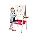 Price comparison product image Arkmiido 3 in 1 Wooden Kids Easel, Double-Sided Magnetic Drawing Board, Whiteboard & Chalkboard Easel with Drawing axis & Paper Roll, Bonus Magnetics, Numbers, Paint Cups for Writing (beige)