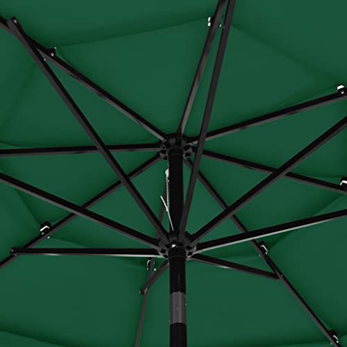 Parasol mât aluminium 3m vert imperméable coupe-vent extérieur - 5