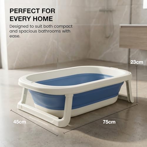 Image of Baybee Baby Bath Tub for 0 to 5 Years | Bath Tub for Kids with Anti-Slip Base & Quick Drain | Baby Bathtub for Kids with Heat Retention Design & Effortless | Foldable Bather for Newborn Babies (Blue)