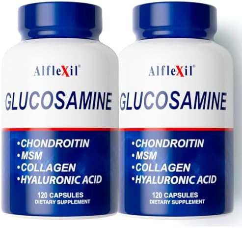 Premium Glucosamine & Chondroitin Nutritional Supplement – Healthy Joint, Bone & Knee Support – Rich in MSM & Collagen – Organic Natural Ingredients – Made in USA – 120 Capsules 2 Pack