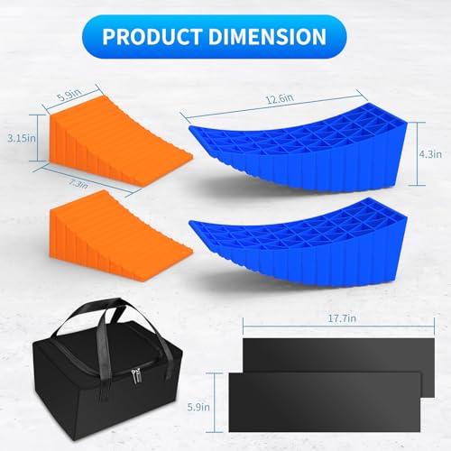BEBOBLY Camper Leveler, 2 Pack RV Leveling Blocks, Camper Wheel Chocks Up to 35,000 lbs, Heavy Duty Curved Levelers, RV Camper Leveler Kit with Anti-Slip Mats and Carrying Bag - Thumbnail 5